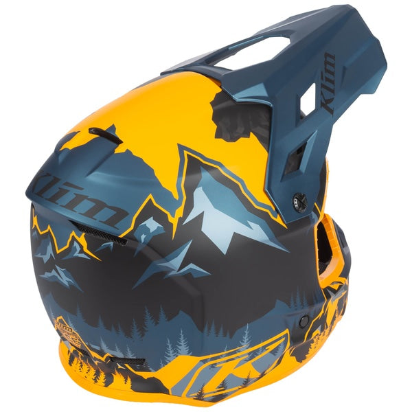 Casque de Motoneige Hors Sentiers F3 Carbone Bleu/Orange,  Arrière