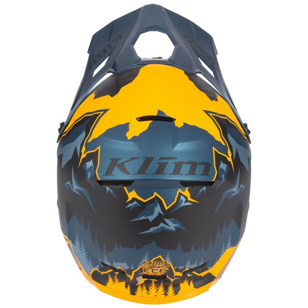 Casque de Motoneige Hors Sentiers F3 Carbone Bleu/Orange, Dessus