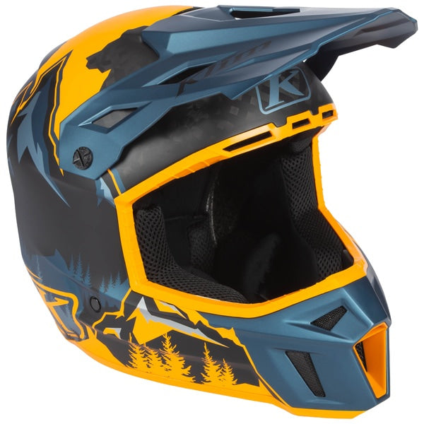 Casque de Motoneige Hors Sentiers F3 Carbone Bleu/Orange,  côté droit