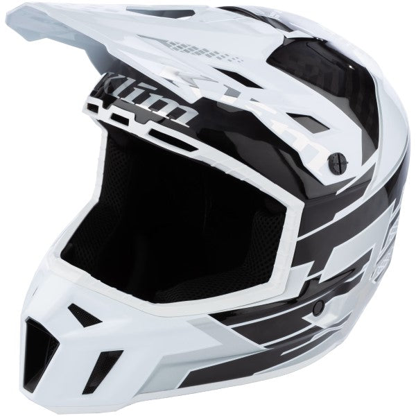 Casque de Snowcross F3 Carbone Pro blanc noir, côté gauche