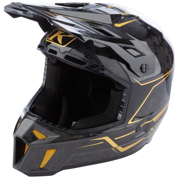 Palette de Casque F3 Carbon Pro Noir/Or incliné de face