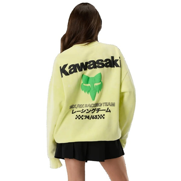 Coton Ouaté Kawi Heavyweight Crew Col Rond Lime essayage femme de dos