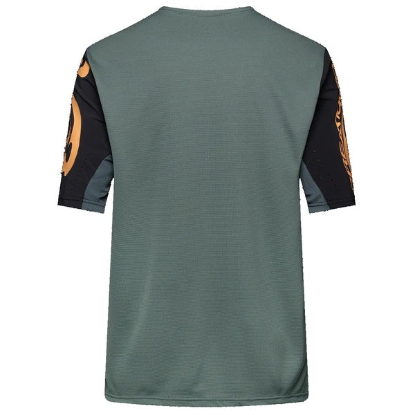 Maillot de Vélo Defend Creation Manches Courtes Vert/Noir de dos