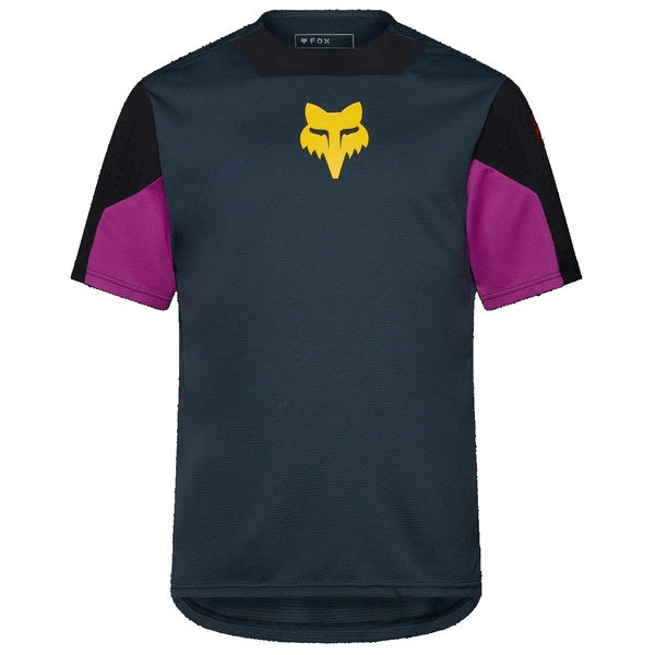 Maillot de Vélo Defend Creation Manches Courtes Bleu/Mauve de face