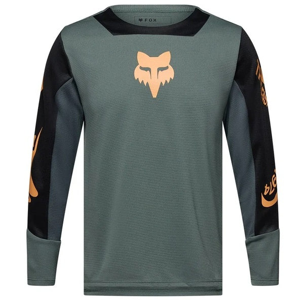 Maillot de Vélo Defend Creation Manches Longues Vert/Noir de face