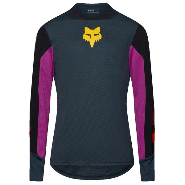 Maillot de Vélo Defend Creation Manches Longues Bleu/Mauve de face