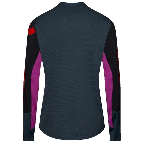 Maillot de Vélo Defend Creation Manches Longues Bleu/Mauve de dos