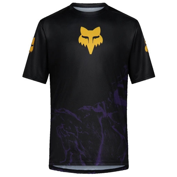 Maillot de Vélo Ranger Image Print Manches Courtes Mauve/Jaune de face