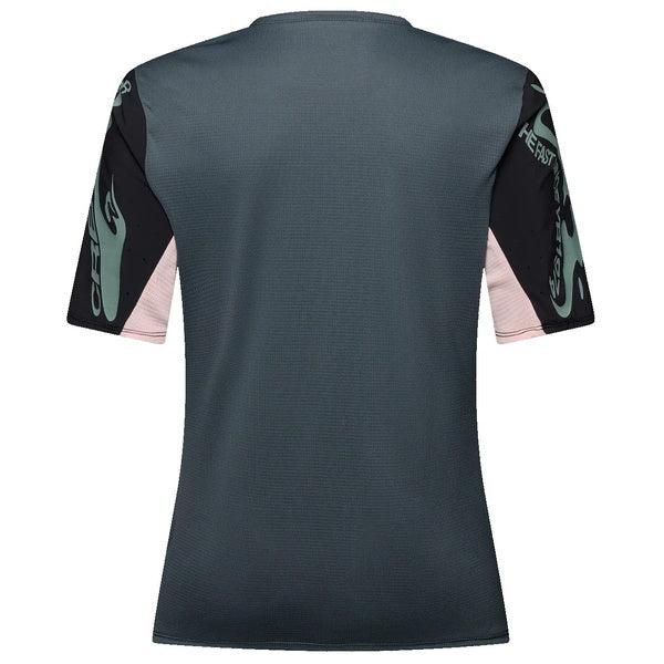 Maillot de Vélo Defend Creation Manches Courtes Femme Bleu/Rose de dos