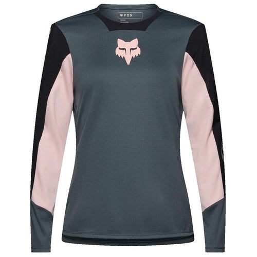 Maillot de Vélo Defend Creation Manches Longues Femme Bleu/Rose de face