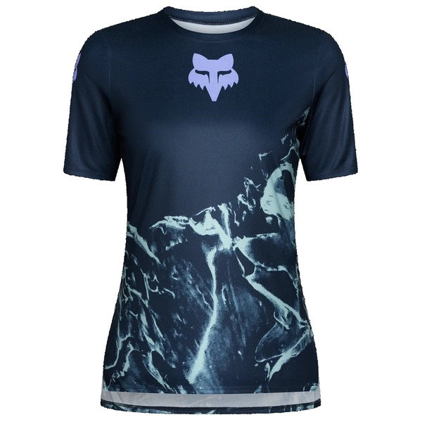 Maillot de Vélo Ranger Image Print Manches Courtes Femme Bleu Clair de face