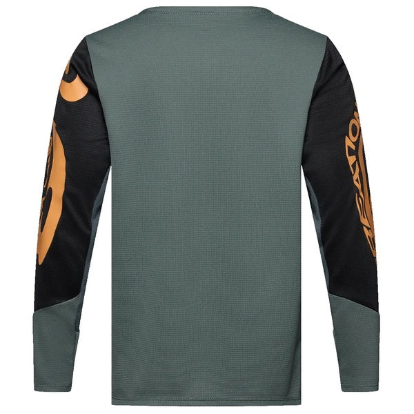Maillot de Vélo Defend Creation Manches Longues Junior Vert/Orange de dos
