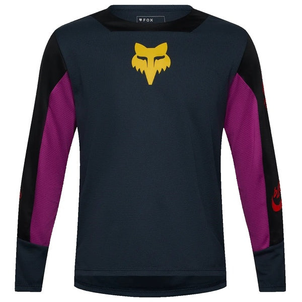 Maillot de Vélo Defend Creation Manches Longues Junior Bleu/Mauve de face