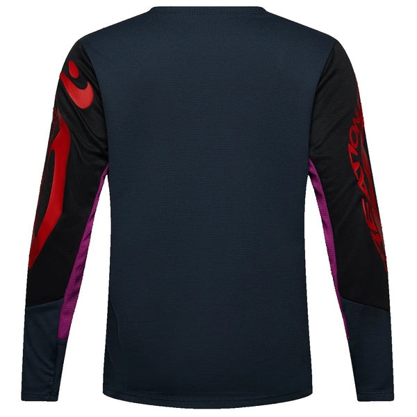 Maillot de Vélo Defend Creation Manches Longues Junior Bleu/Mauve de dos