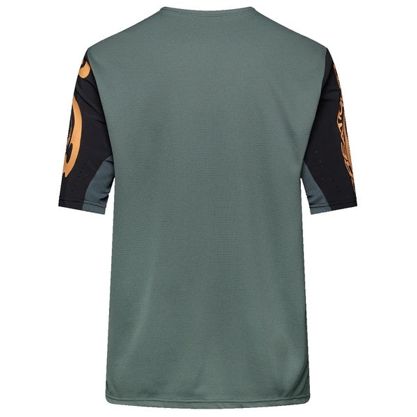 Maillot de Vélo Defend Creation Manches Courtes Junior Vert/Orange de dos