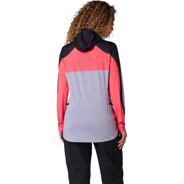 Chandail de Motocross Ranger Drive Femme Gris/Rose essayage de dos
