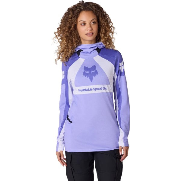 Chandail de Motocross Ranger Drive Femme Blanc/Mauve essayage de face