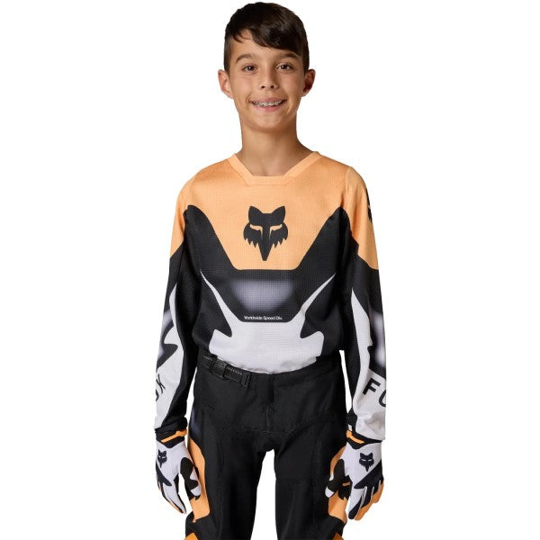 Chandail de Motocross 180 Noble Junior Noir/Blanc essayage de face