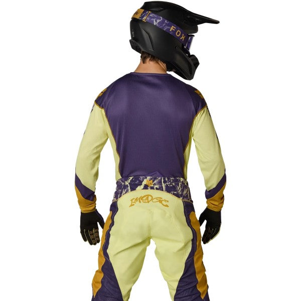 Chandail de Motocross 180 Image Print Mauve/Jaune essayage de dos