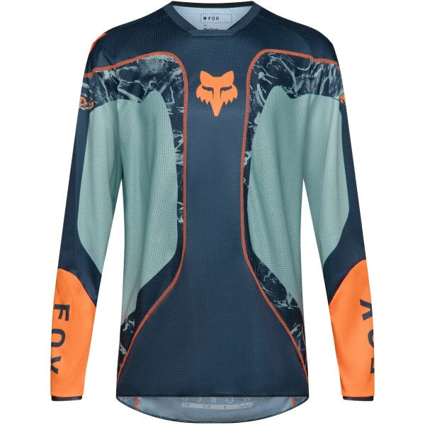 Chandail de Motocross 180 Image Print Bleu/Orange de face