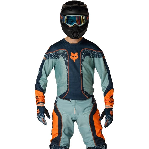 Chandail de Motocross 180 Image Print Bleu/Orange essayage de face