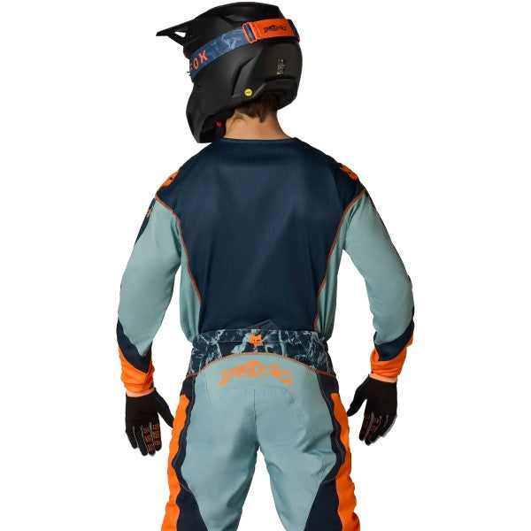 Chandail de Motocross 180 Image Print Bleu/Orange essayage de dos