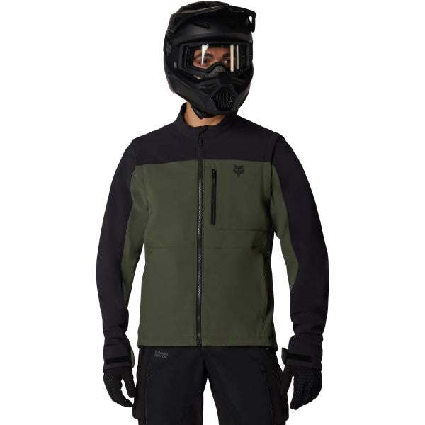 Manteau Enduro Ranger Off-Road Softshell Vert/Noir essayage de face