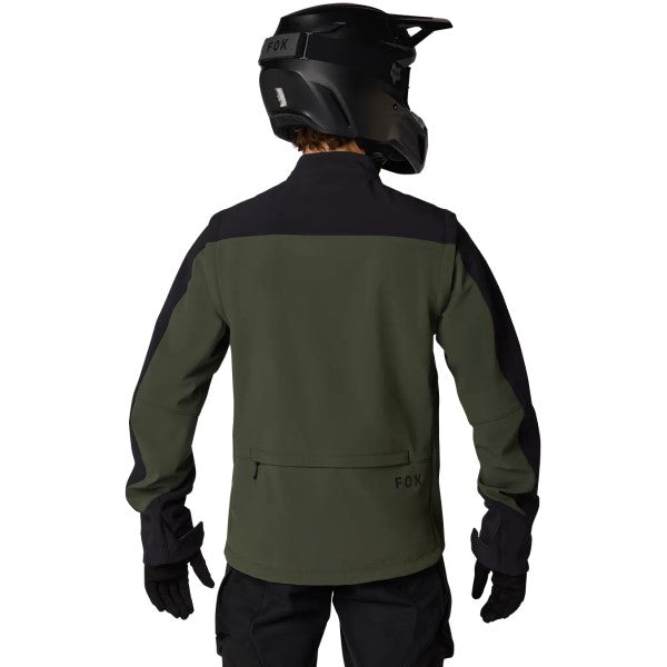 Manteau Enduro Ranger Off-Road Softshell Vert/Noir essayage de dos