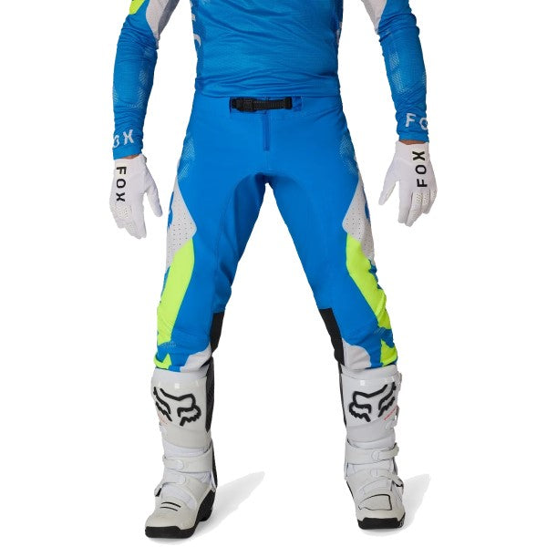 Pantalon de Motocross Flexair Tactile Bleu/Jaune essayage de face