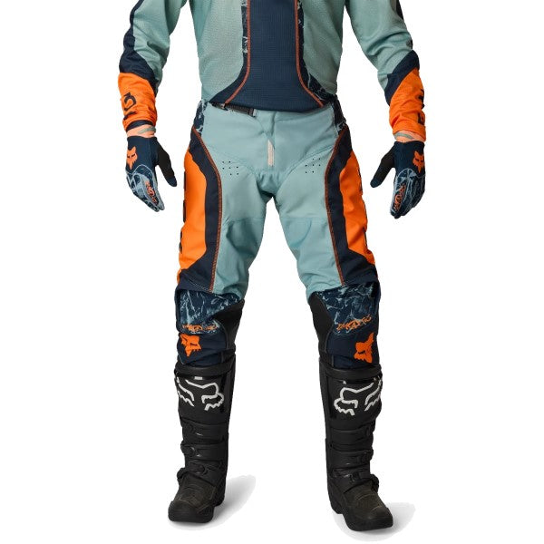 Pantalon de Motocross 180 Image Print Bleu/Orange essayage de face