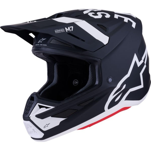 Casque de Motocross S-M7 Dasher Noir/Blanc incliné de droite