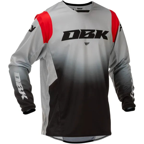 Chandail de Motocross Kinetic DBK/Fly/gris/noir/rouge, de face
