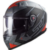 Casque Intégral de Moto Citation II Rouge/Gris incliné de droite