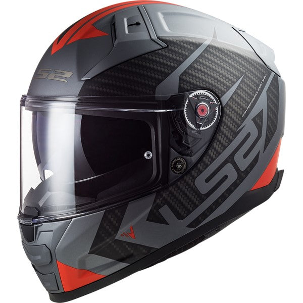 Casque Intégral de Moto Citation II Rouge/Gris incliné de droite