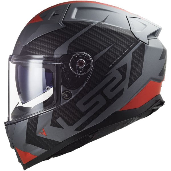 Casque Intégral de Moto Citation II Rouge/Gris de droite