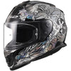 Casque Intégral de Moto Assault Warrior Argent/Noir incliné de droite