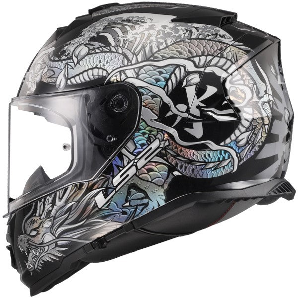 Casque Intégral de Moto Assault Warrior Argent/Noir de droite