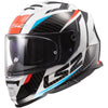 Casque Intégral de Moto Assault Racer Bleu/Blanc/Rouge incliné de droite