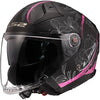 Casque Ouvert de Moto Infinity II Noir/Rose incliné de droite