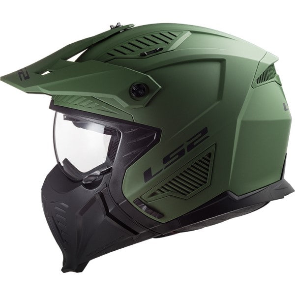 Casque Ouvert de Moto Drifter Vert Mat de droite