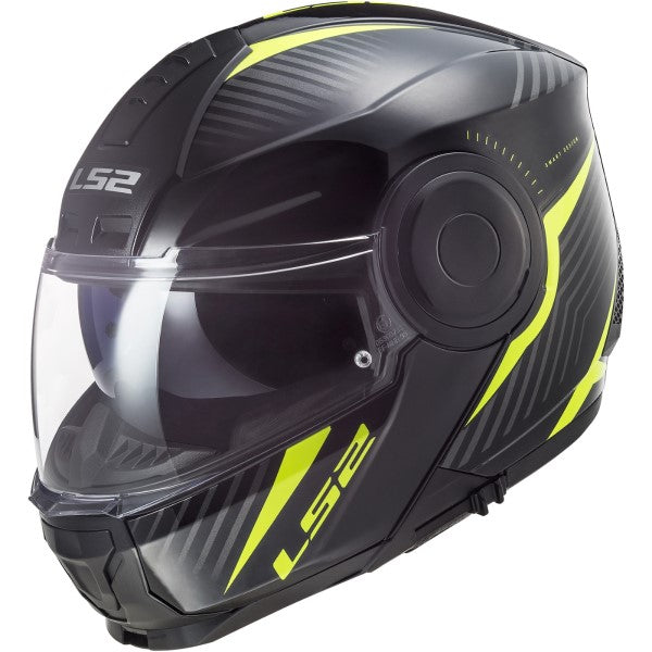 Casque Modulaire de Moto Horizon Haute-Visibilité/Noir incliné de droite