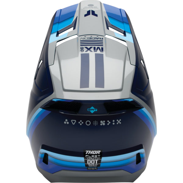 Casque de Motocross Fleet Defy Junior Thor Bleu/Gris, arrière 