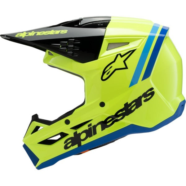 Casque de Motocross Supertech M3 Radium Junior Jaune/Bleu de gauche