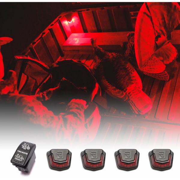 Kit d'Éclairage Automatique Universel Plug & Play pour Coffre de UTV Rouge