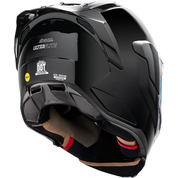 Casque Intégral de Moto Ultraflite Noir, de dos
