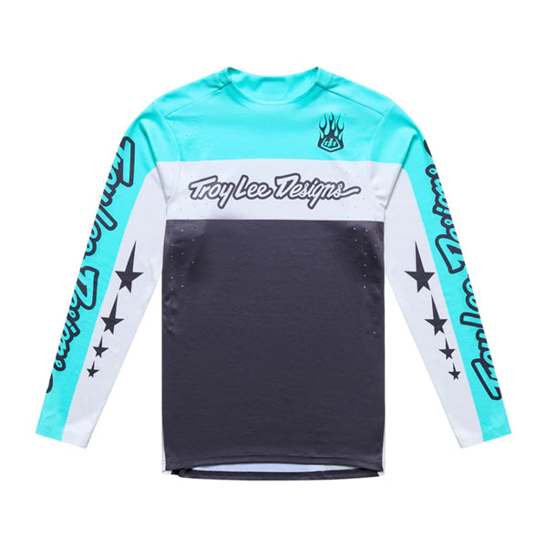 Chandail de vélo Sprint Pro Yo Moto Troy Lee Designs Turquoise, de face