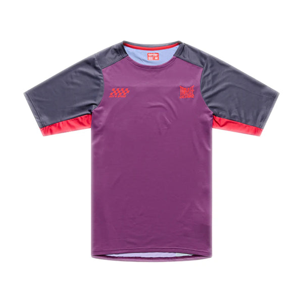 Chandail de vélo Skyline Pro Fangs Army Manches Courtes Troy Lee Designs Mauve/Gris, de face 