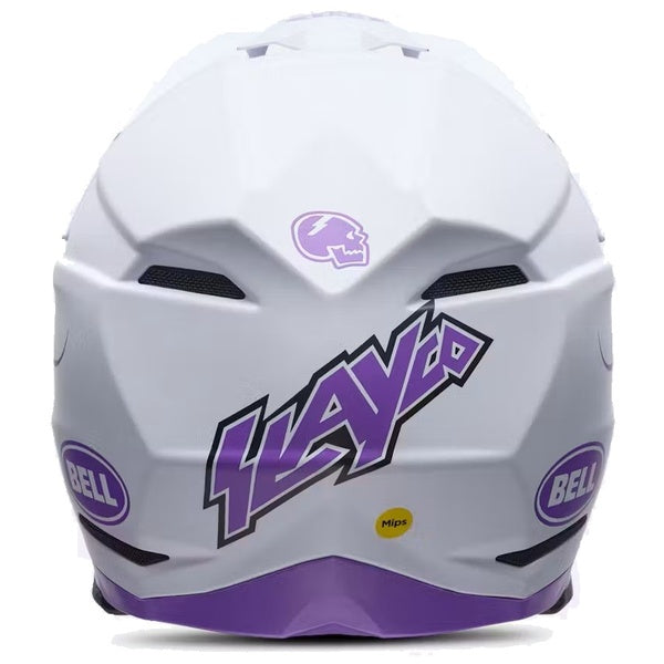 Casque de Motocross Moto-10 Slayco Purple Daze Édition Limitée Blanc/Mauve de dos