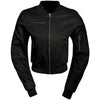 Manteau de Moto Cruz Waxed Femme Noir, de face