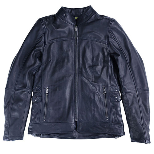Manteau de Moto en Cuir Bergen Femme Noir